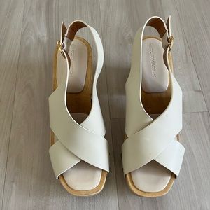 Tory Burch Blythe Platform Slingback Heel (Cream, Size 8)
